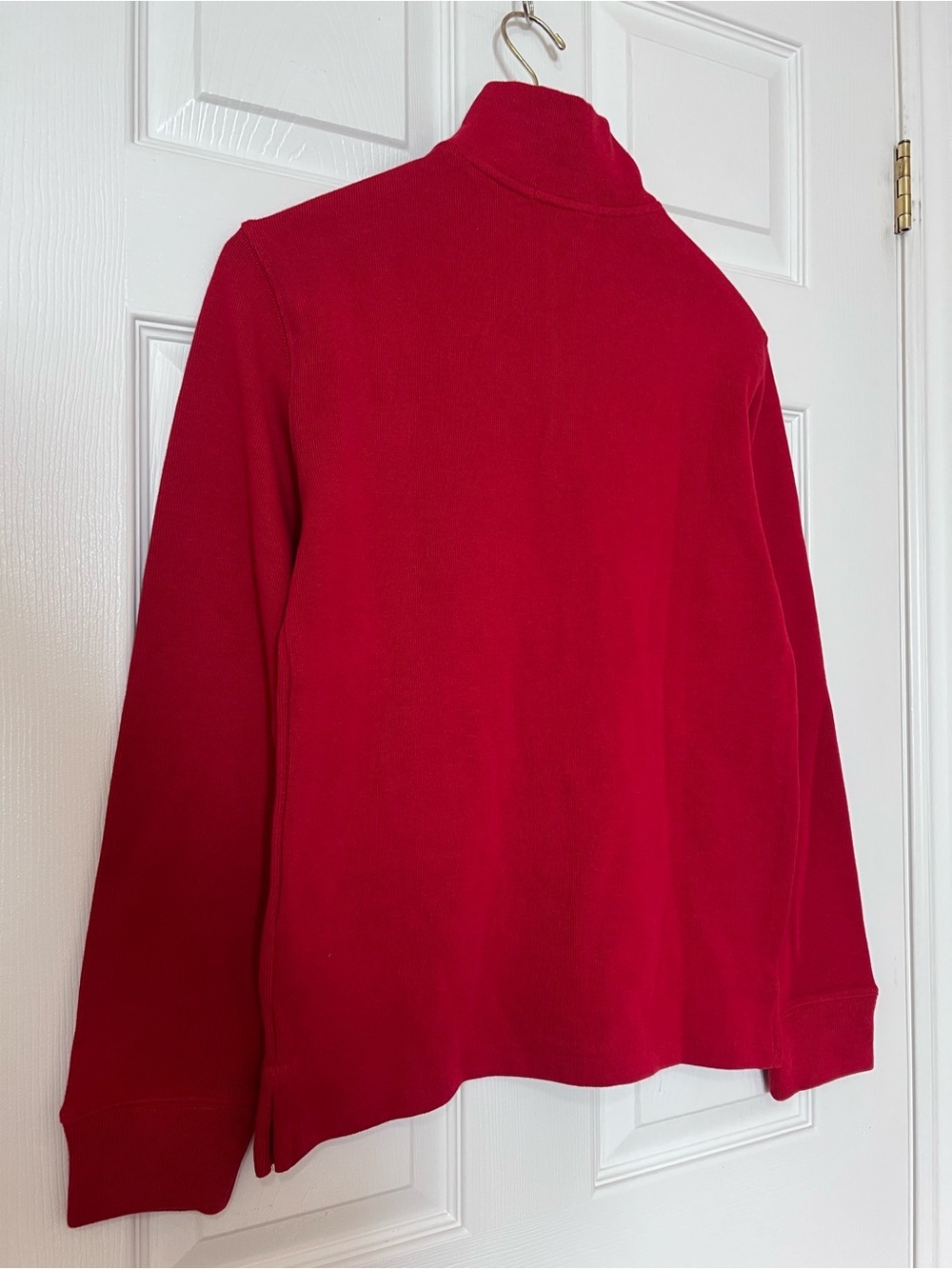 [NEW] Polo Ralph Lauren Red Estate Rib Quarter Zip Pullover Sweater Sz L (14-16) - Picture 7 of 12